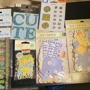 Lot of scrapbooking stickers for a baby boy